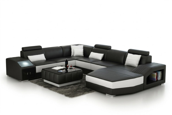 Eckbankstel Leren Bank Woonkamer Bankstel Sofa's Woonlandschap + USB