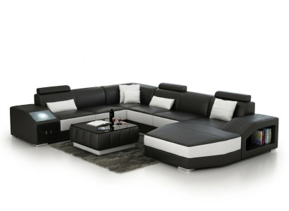 Eckbankstel Leren Bank Woonkamer Bankstel Sofa's Woonlandschap + USB