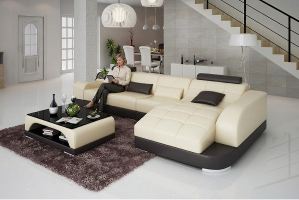 Hoekbank L-vorm Designerbank Couch Bekleding Zithoek Leder Woonsituatie