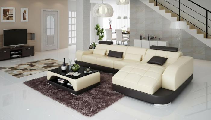 Hoekbank L-vorm Designerbank Couch Bekleding Zithoek Leder Woonsituatie