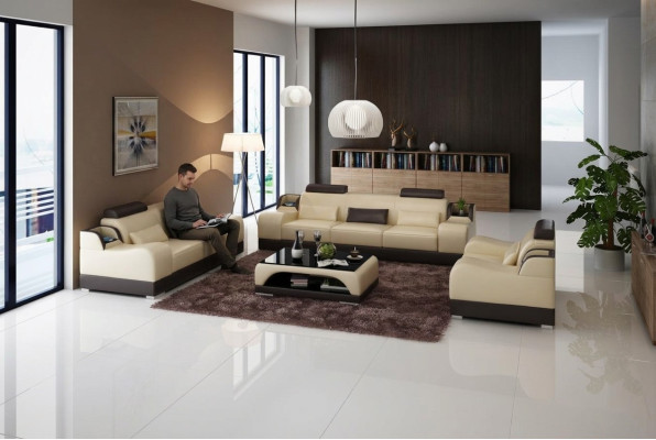 Ontwerp Bankstel Bank Bekleedbanken Leder 3+2 Zits Compleet Set Nieuw Modern