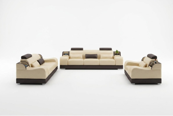 Sofaset Bank Bekleedbank Bank 3+3 Compleet Set Meubelontwerpen Leder 2-delig.