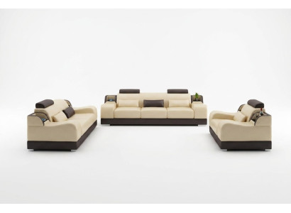 Sofaset Bank Bekleedbank Bank 3+3 Compleet Set Meubelontwerpen Leder 2-delig.