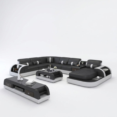 Luxe woonlandschap bank bekleding U-vorm hoekbank hoekbank bank XXL Big + USB.