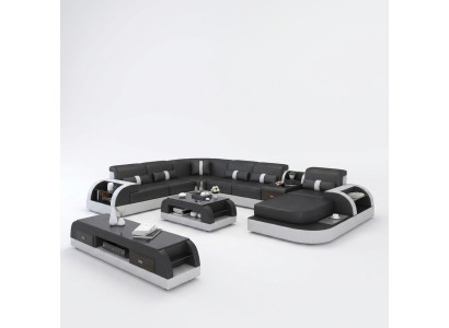 Luxe woonlandschap bank bekleding U-vorm hoekbank hoekbank bank XXL Big + USB.