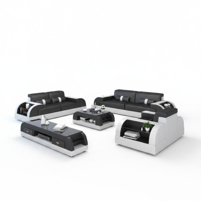 Bankstel met USB-bankbekleding leren bank 3+2+1 klassieke bankstelstoelen NIEUW