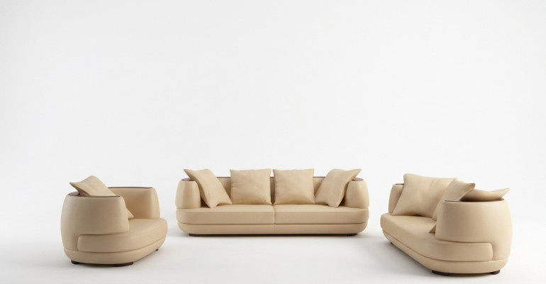 Sofaset + USB Luxe Designer Bank Bekleding 3+2+1 Lederen Bank Zit Beige NIEUW