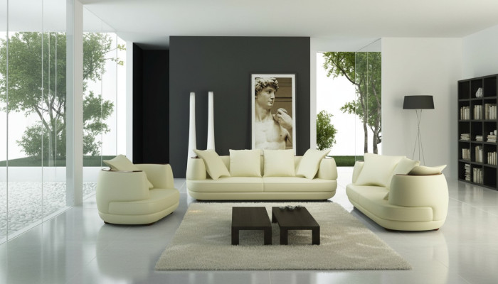 Perfecte harmonie Grote leren hoekbank in U-vorm voor een stijlvol woonkamer.