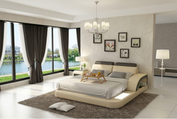 Waterbed met USB-hotel tweepersoonsbedden Compleet leren bed Bekleed bed Water