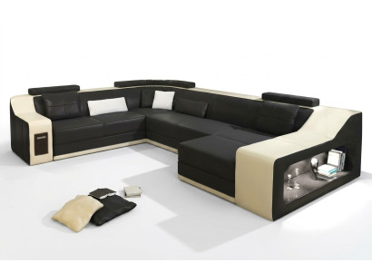 Leren bank Bank woonlandschap Hoekbank Hoekstel Modern Design Bank met USB