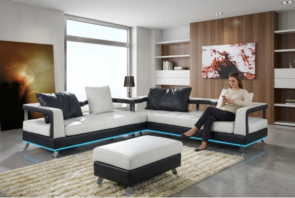 Leren bank bank woonlandschap hoekbank hoekstel ontwerp modern bankstel + USB nieuw