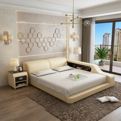Waterbed Hotel tweepersoonsbed Compleet lederen waterbed met USB-boxspring