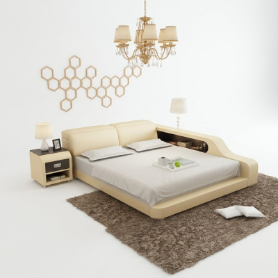 Waterbed Hotel tweepersoonsbed Compleet lederen waterbed met USB-boxspring