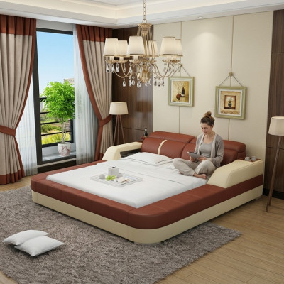 Luxe waterbed dubbel multifunctioneel bed gestoffeerd + USB waterbedden 180x200