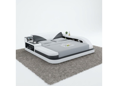 Multifunctioneel bed Luxe design Leren bed Dubbele plank 180x200