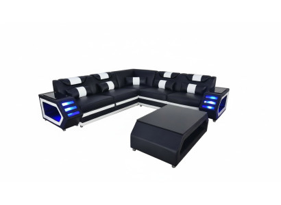 Volledige set hoekbank hoekbank bank gestoffeerde hoekbank + tafel + USB