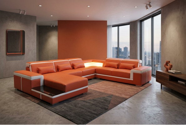 Ontwerp hoekbank + USB-upholstery-hoeklederen zitbank woonlandschap XXL U-vorm