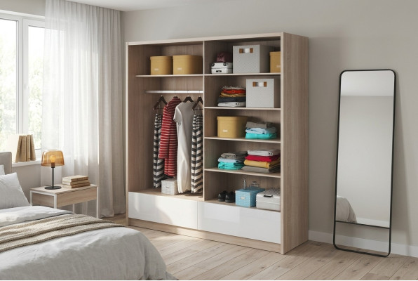Garderobe Opslag 200cm Planken Kast Archief Decoratieve Schuifdeuren