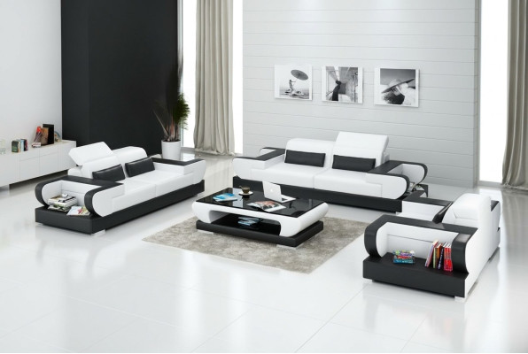 Leren bank Bank Woonlandschap 3+2+1 Zitsbankstel Design Modern Bankstel met USB