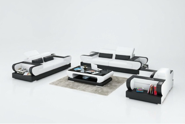 Leren bank Bank Woonlandschap 3+2+1 Zitsbankstel Design Modern Bankstel met USB