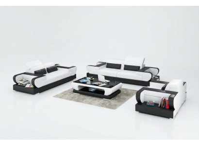 Leren bank Bank Woonlandschap 3+2+1 Zitsbankstel Design Modern Bankstel met USB