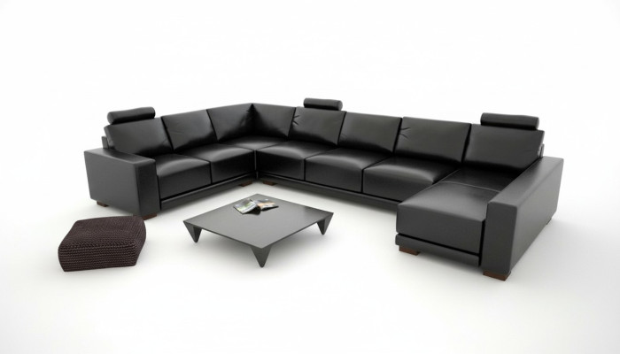 Leren bank Bank Woongebied Hoekbank Hoekstel Modern designbank met USB