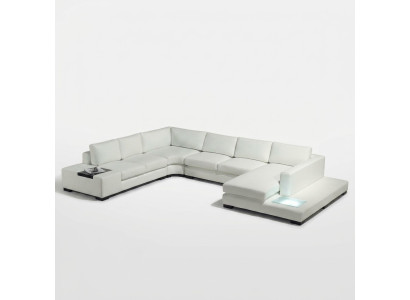 Leren bank Bank Woonlandschap Hoekbank Hoekbankstel Ontwerp Modern Bank met USB