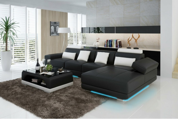 Leren bank bank woonlandschap hoekbank hoekbank set design moderne bank met USB
