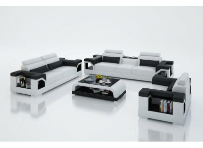 Leren bank bankstel woonlandschap 3+2+1-zits set design Modern bankstel met USB