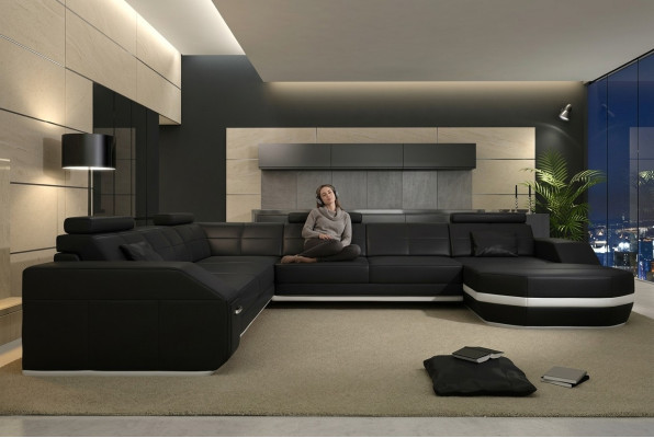 Ontwerp bank met USB bank bekleding hoekbank woonlandschap leren bank hoekbankstel