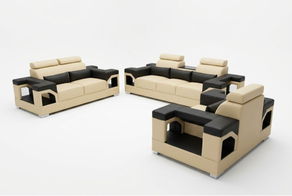 Garnituur Leren Bank + USB Bank Beklede Banken Bank Woonlandschap Luxe 3+2+1