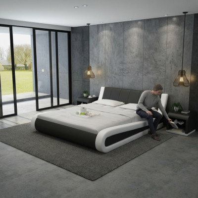 Waterbed Hotel tweepersoonsbedden compleet lederen bed gestoffeerd bed water + USB