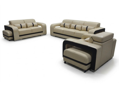 Bankstel met USB, leren bankstel bekledingsset 3+2+1 zit compleet set nieuw design