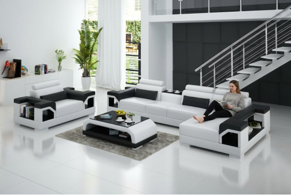 Leren bank woongroep hoekbank fauteuil bankstel design modern bankstel + USB