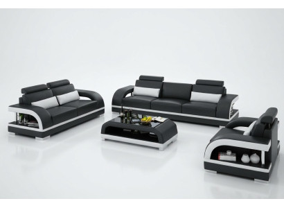 Designer bankstel leren bank USB-set 3+2+1 set Bank Bank Nieuw Garnituren
