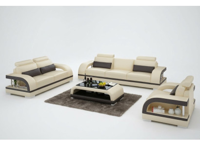 Ontwerper bankstel leren bankstel met USB set 3+2+1 set bank bankstel garnituur sofa garnituren