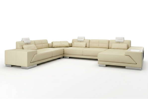 Leren bank met USB bank bekleding hoek woonlandschap hoekbank design leer nieuw LED