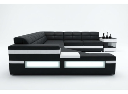 Designersofa bank USB woonkamer hoekbank woonlandschap gestoffeerde bank LED