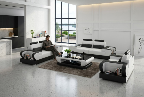 Leren bank Bank woonlandschap 3+2+1 zits bankstel design modern bank met USB