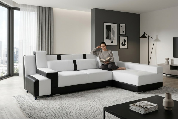 Eckbank + USB Bankkissen Eck-Sitzgarnitur Wohnlandschaft LED L-vorm A1118C