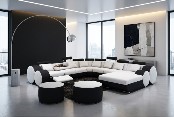 Ontwerper leren bank + USB grote woonlandschap bank bank bankstel hoekbank