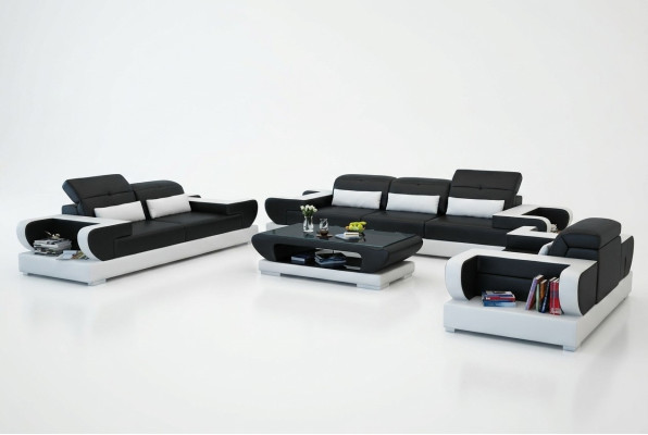 Bankstel Bank Bekleding Leer Zitgroep 3+2+1 Set Moderne Bank met USB