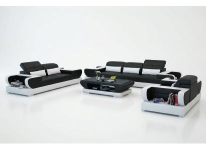 Bankstel Bank Bekleding Leer Zitgroep 3+2+1 Set Moderne Bank met USB