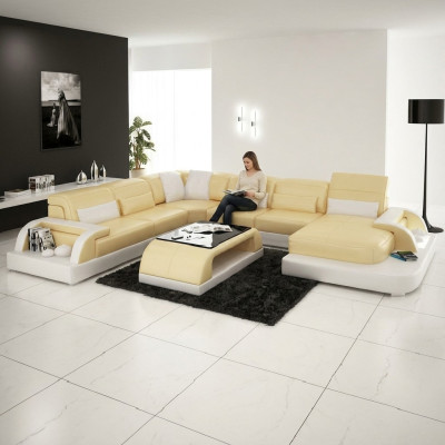 Hoekbank Beklede Bank Hoekbank Bank Moderne Designer Banken U-vorm Leder +USB
