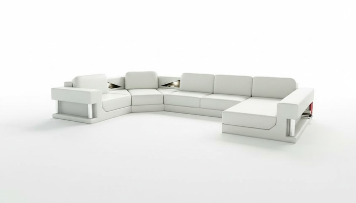 Hoekbank Moderne Leren Bank Woonlandschap + USB-bekleding Hoekbank Ontwerpbank
