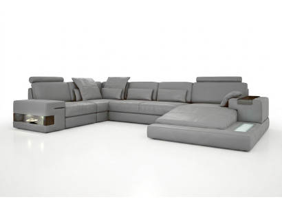 Leder Design Sofa Bank Bekledeingshoekbank Ensemble Woonlandschap Hoekbank met USB.
