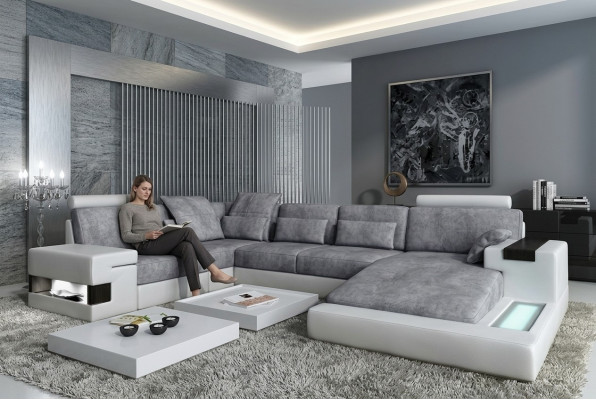 Textiel bankstel USB-bekleding hoekbank lounge set leren bankstel design bankstel