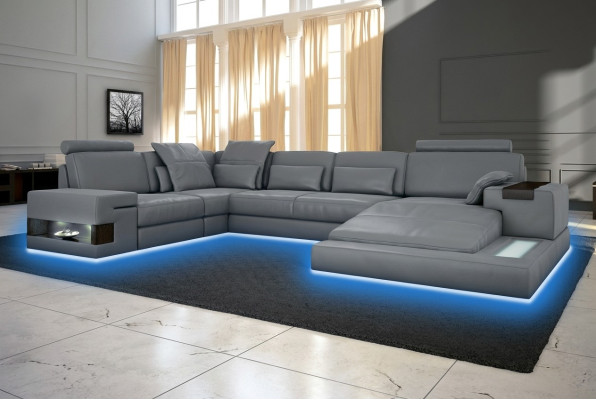 Grote bank woonlandschap leren bank met USB design bank bank bekleding hoekbank