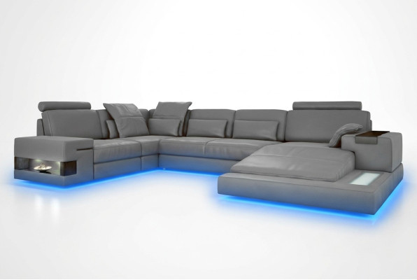 Grote bank woonlandschap leren bank met USB design bank bank bekleding hoekbank