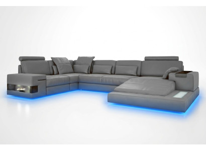 Grote bank woonlandschap leren bank met USB design bank bank bekleding hoekbank
